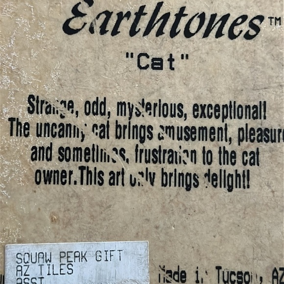 Earthtones Handglazed Vintage 1999 “Cat” Tile 6 X 6 Made in USA - Picture 4 of 8